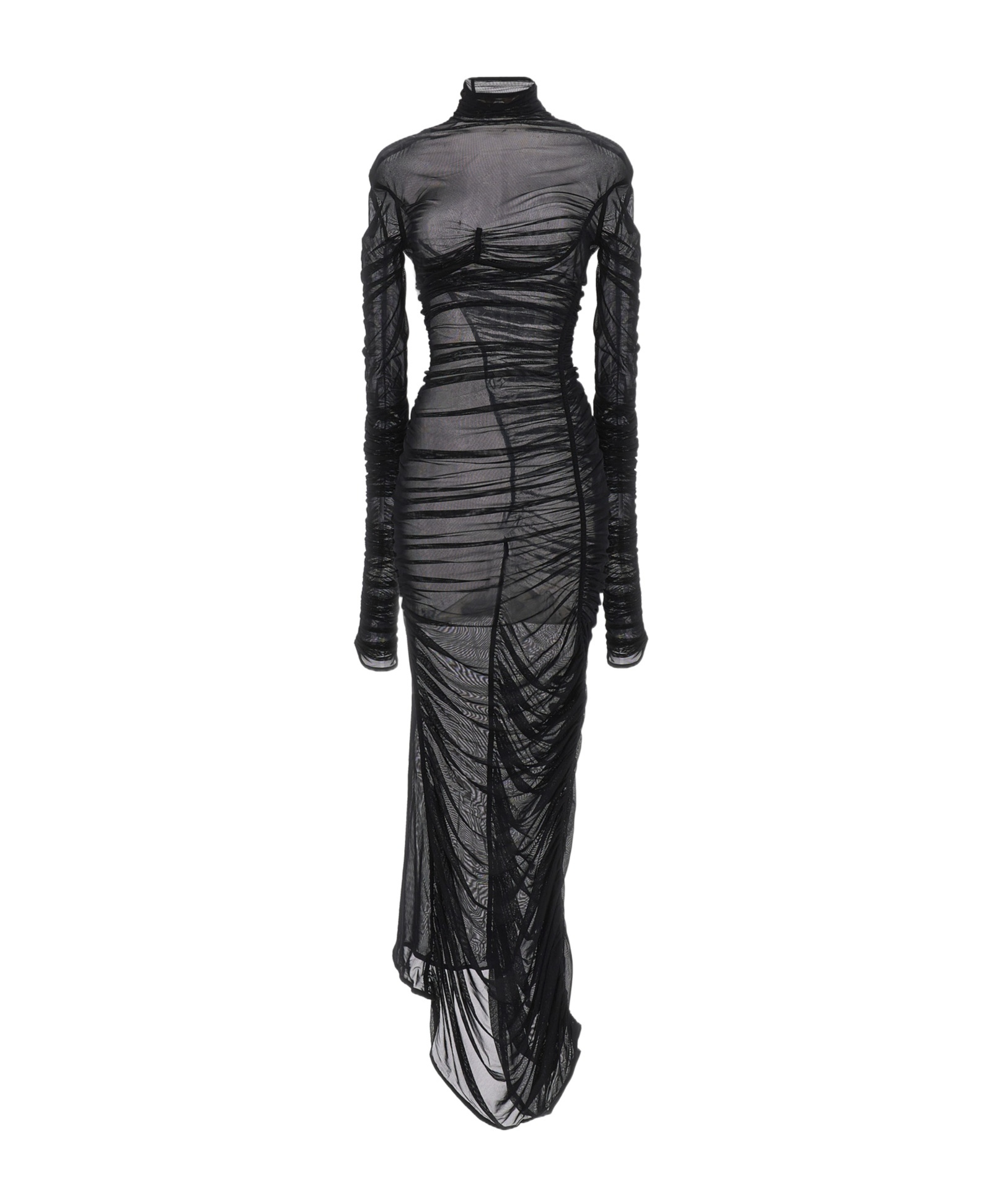 Mugler Draped Mesh Dress In Black
