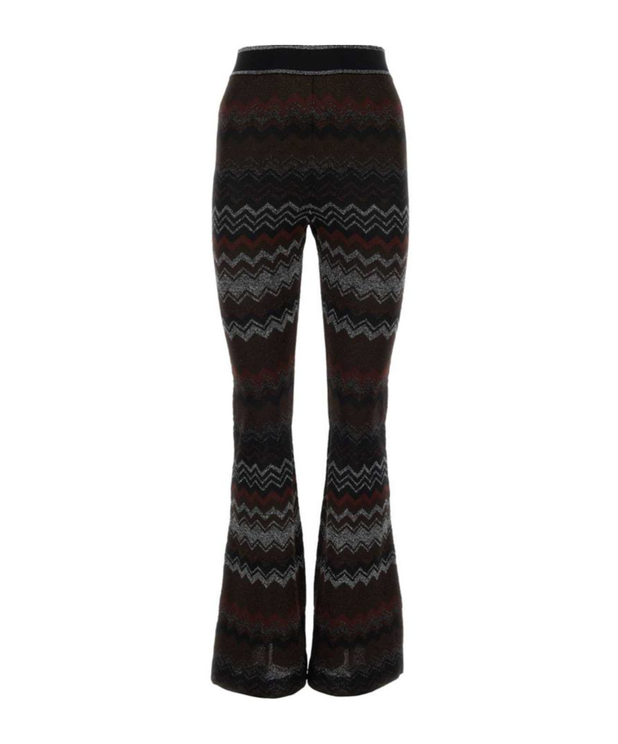 Missoni Zigzag-woven High-waisted Flared Trousers In Black