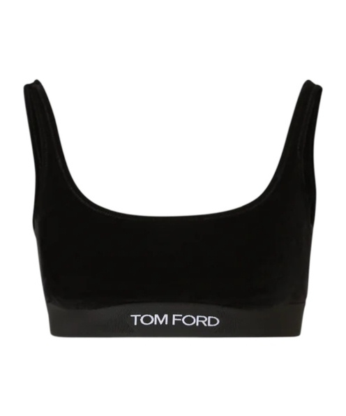 Tom Ford Stretch Lustrous Velour Signature Bralette Clothing In Black