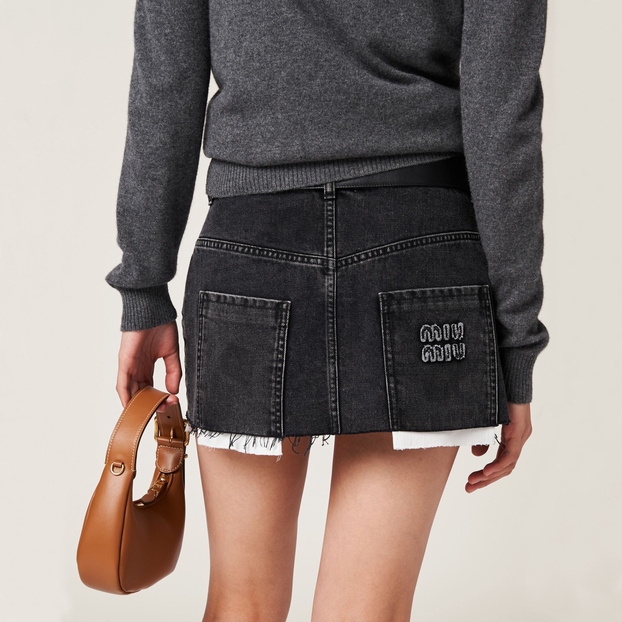 MIU MIU BLACK DENIM MINISKIRT