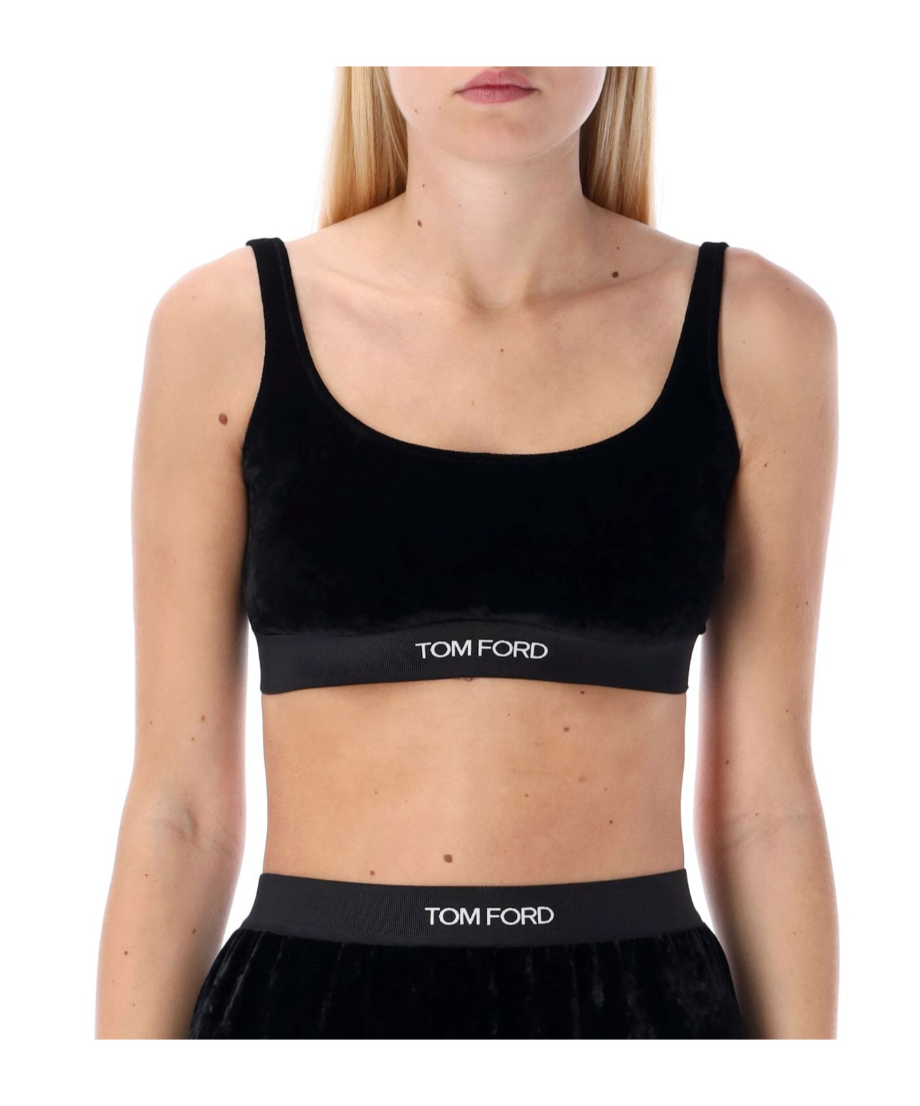 Tom Ford Stretch Lustrous Velour Signature Bralette Clothing In Black