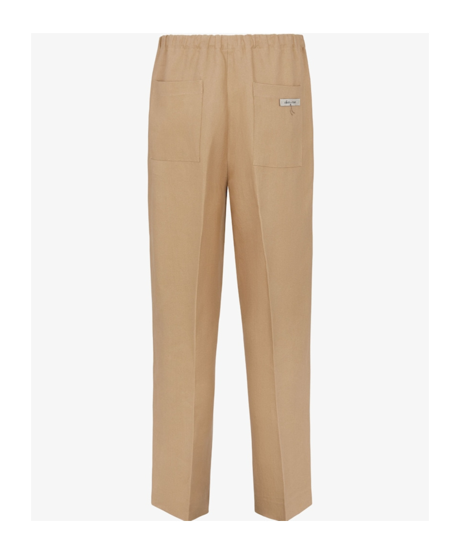 Fendi Canvas Straight-leg Trousers In Nude