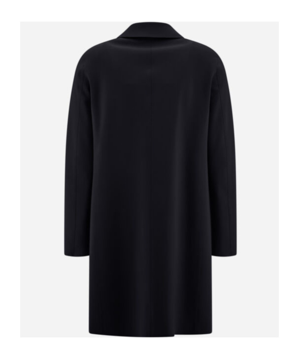 Herno Stretch Jersey Coat With Laser Cut Detailing In Black