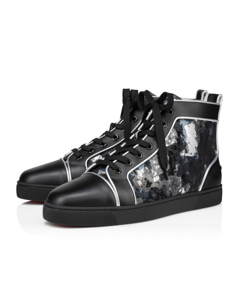 Christian Louboutin Graphic-print Leather Boots In Black