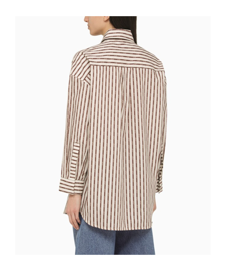 Amiri Logo Striped Double-pocket Workwear Shirt In White
