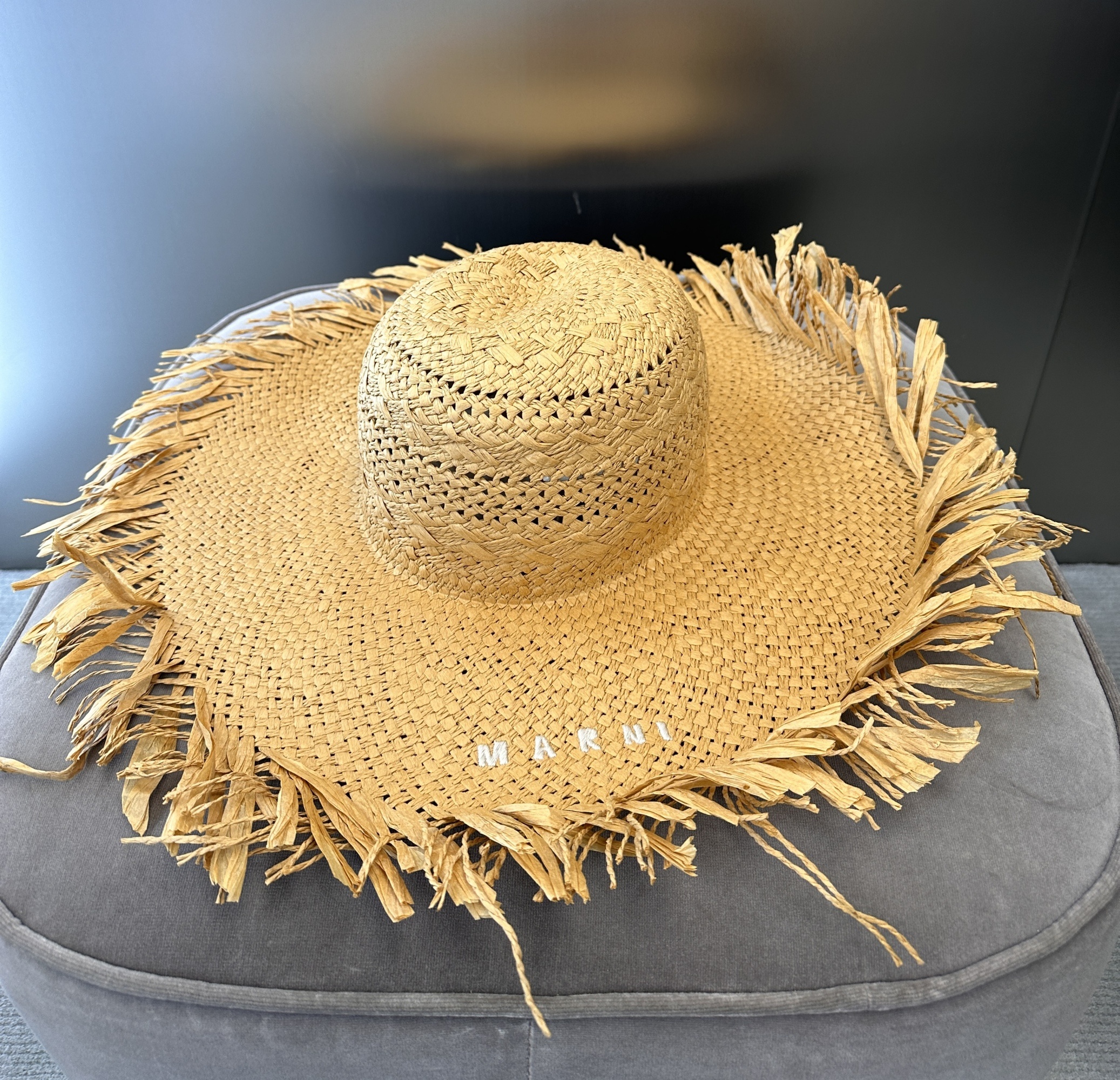 Marni Woven Raffia Sun Hat In Nude