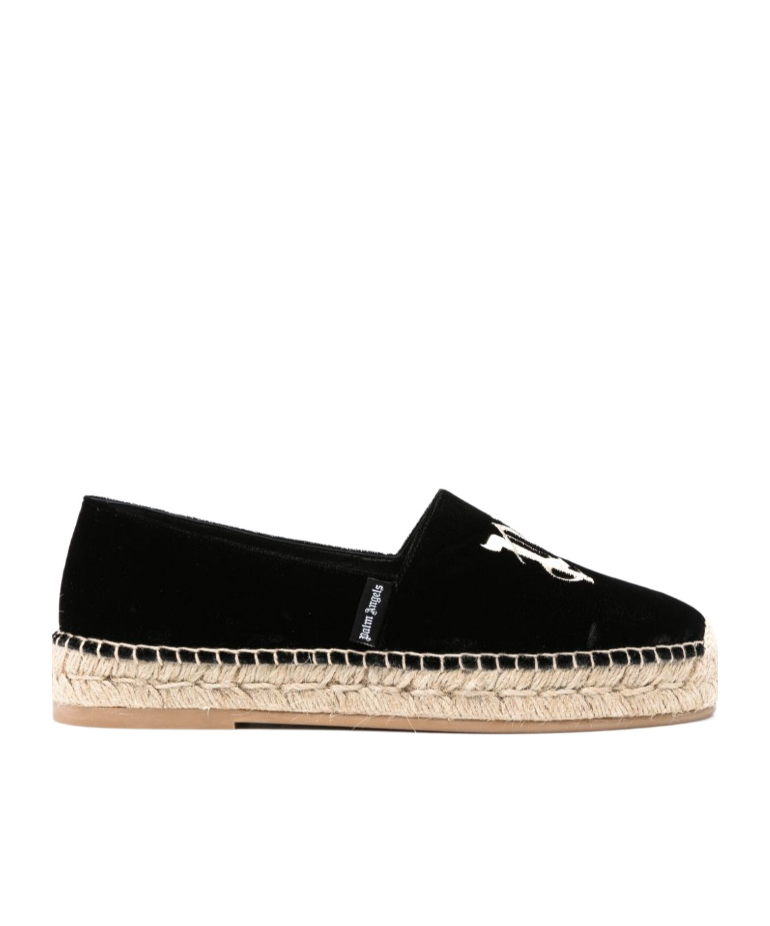Palm Angels Logo-embroidered Velvet Espadrilles In Black
