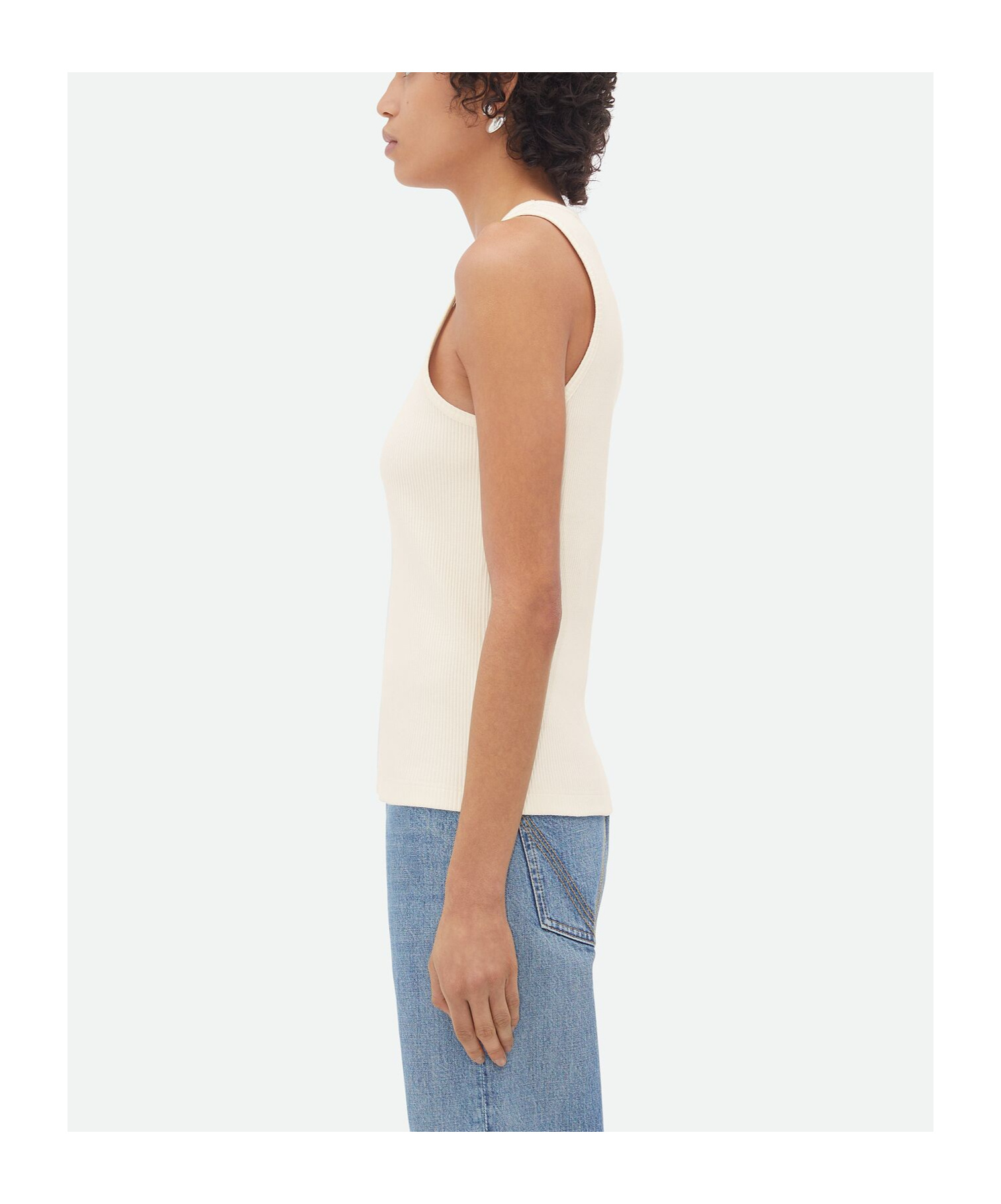 Shop Bottega Veneta Cotton Ribbed Tank Top In White