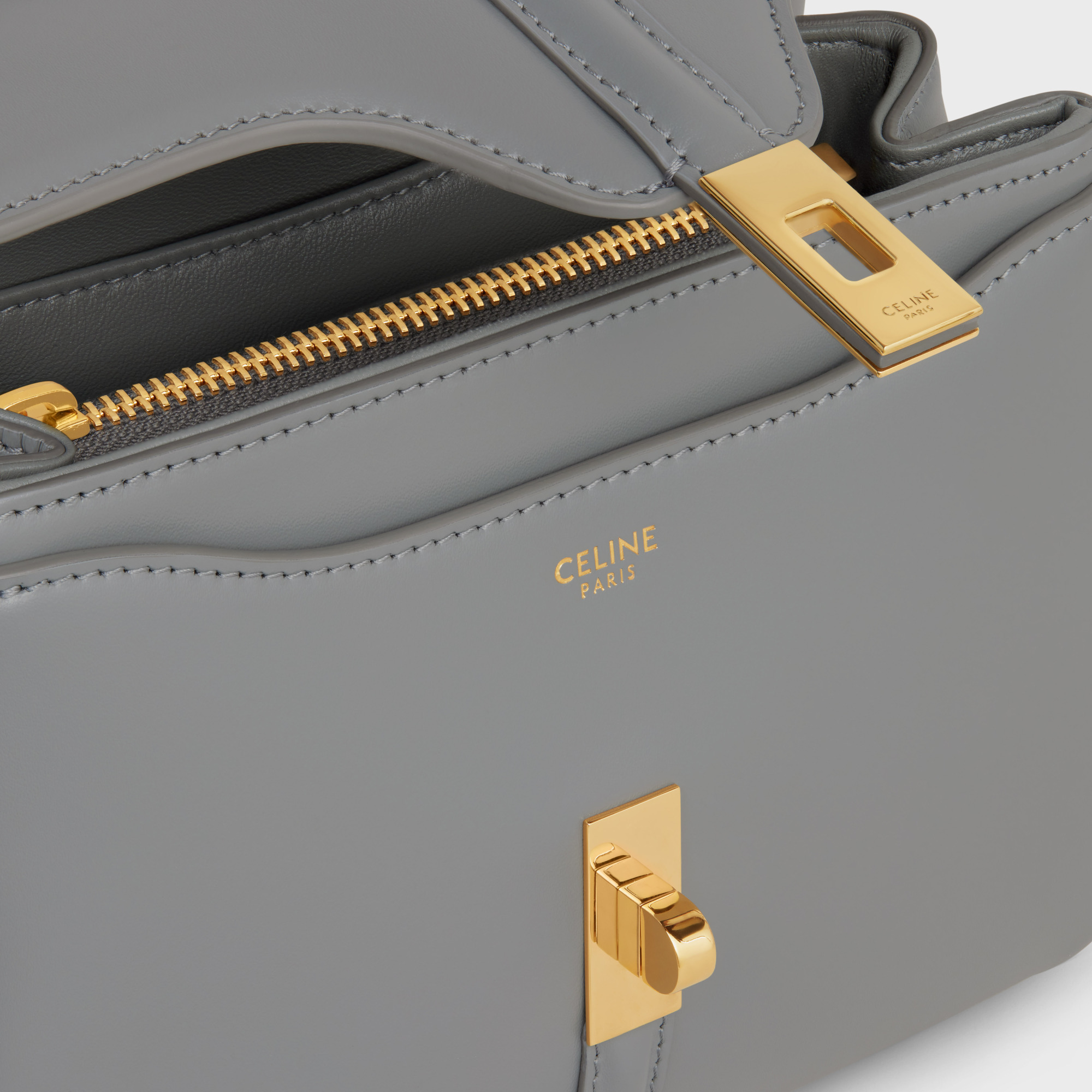 Celine Mini 16 Flip Shoulder Bag In Gray