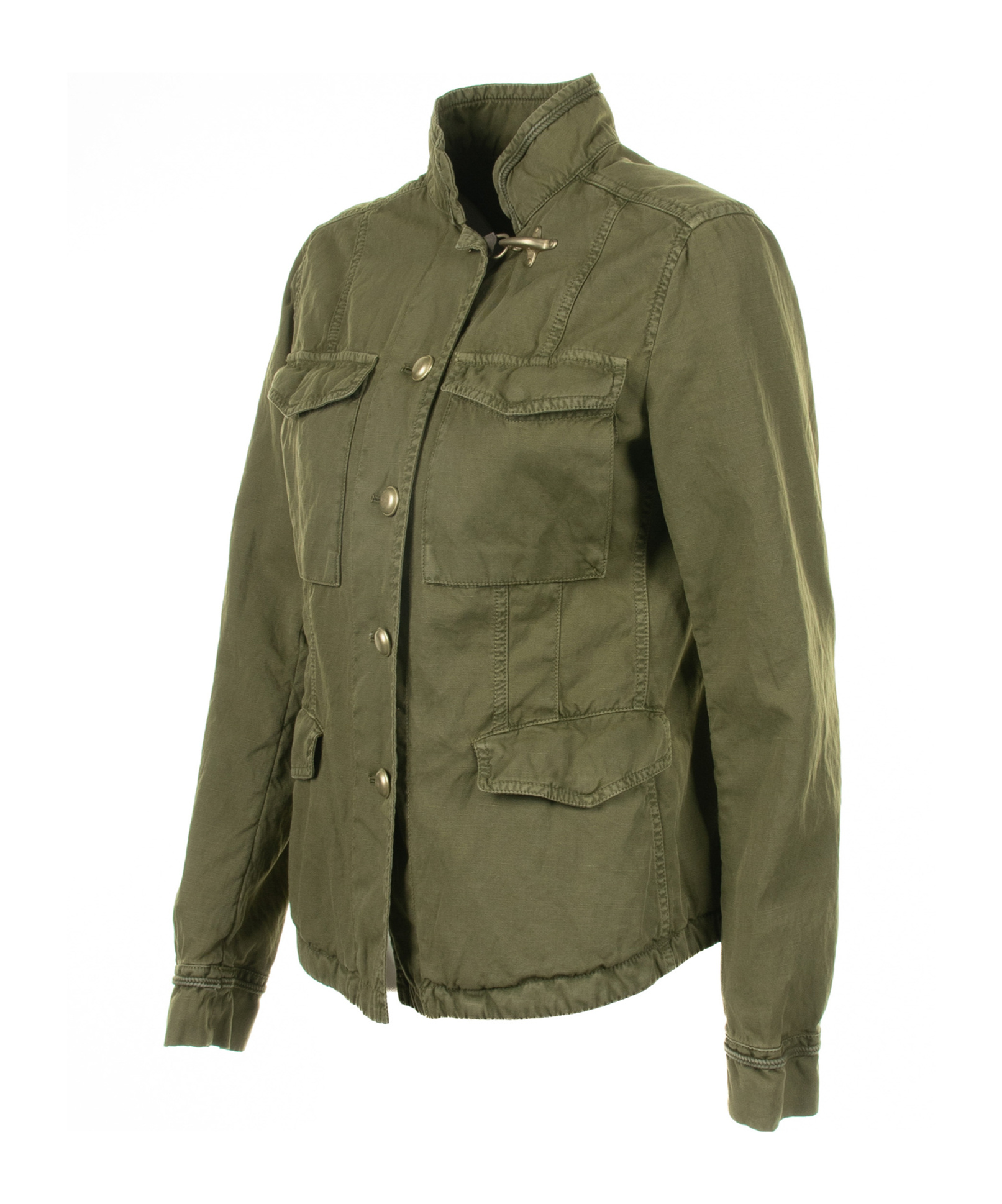 Fay Sahariana Canvas Military Jacket In Green