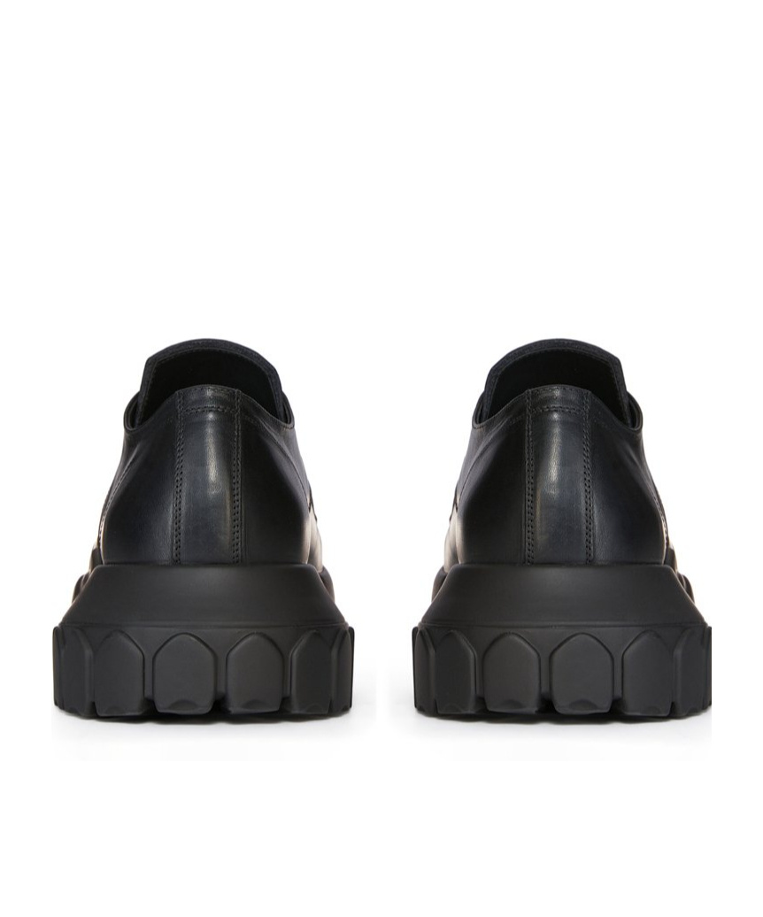 Rick Owens Mens Black Bozo Tractor Platform Leather Oxford Shoes In Black