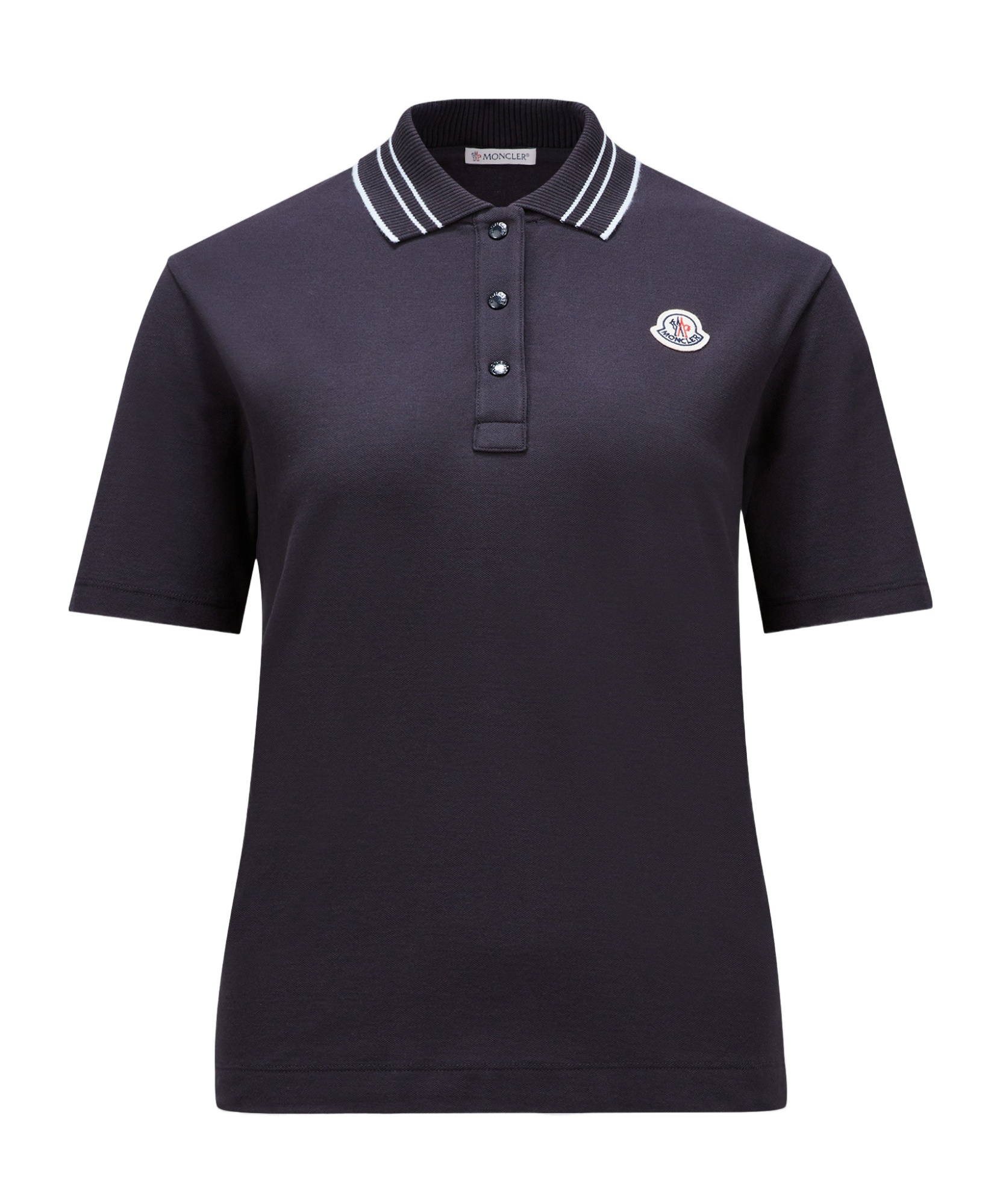Moncler Logo-patch Cotton Polo Shirt In Blue