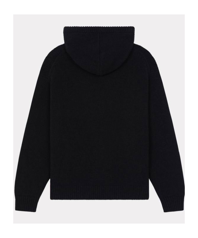 KENZO KENZO LOGO DETAILED DRAWSTRING KNIT HOODIE