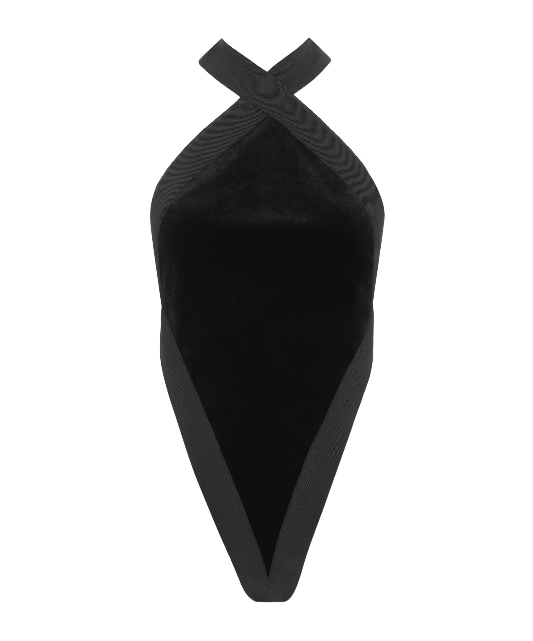 Saint Laurent Crossneck Bodysuit Top In Black