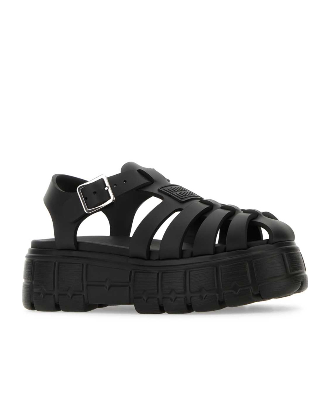 Miu Miu Logo-embossed Chunky Caged Sandals In Black