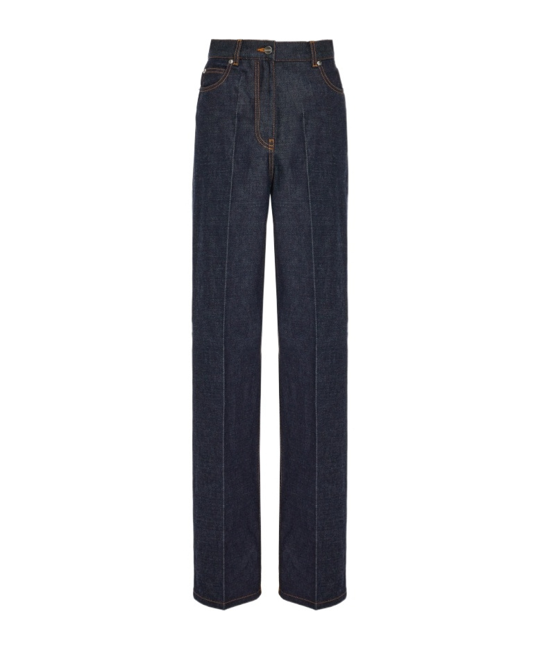 Ferragamo Straight Leg Denim Trousers In Black