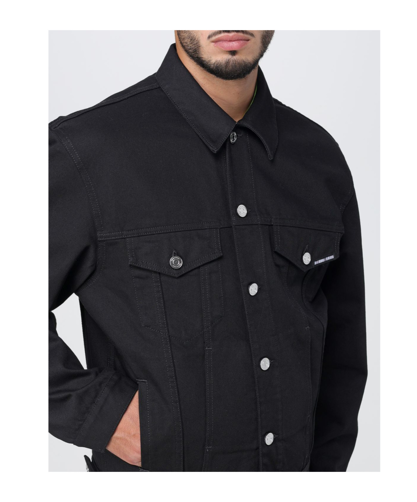 VTMNTS LOGO-PRINT COTTON DENIM JACKET 