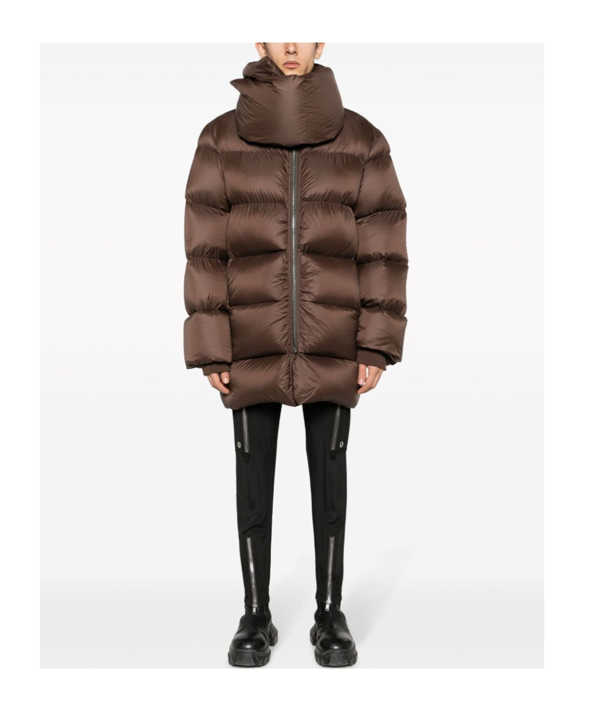 Rick Owens Funnel-neck Padded Coat In Brown