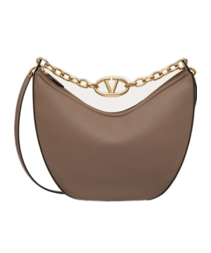 VALENTINO GARAVANI VALENTINO VLOGO MOON ZIP-UP MEDIUM HOBO BAG