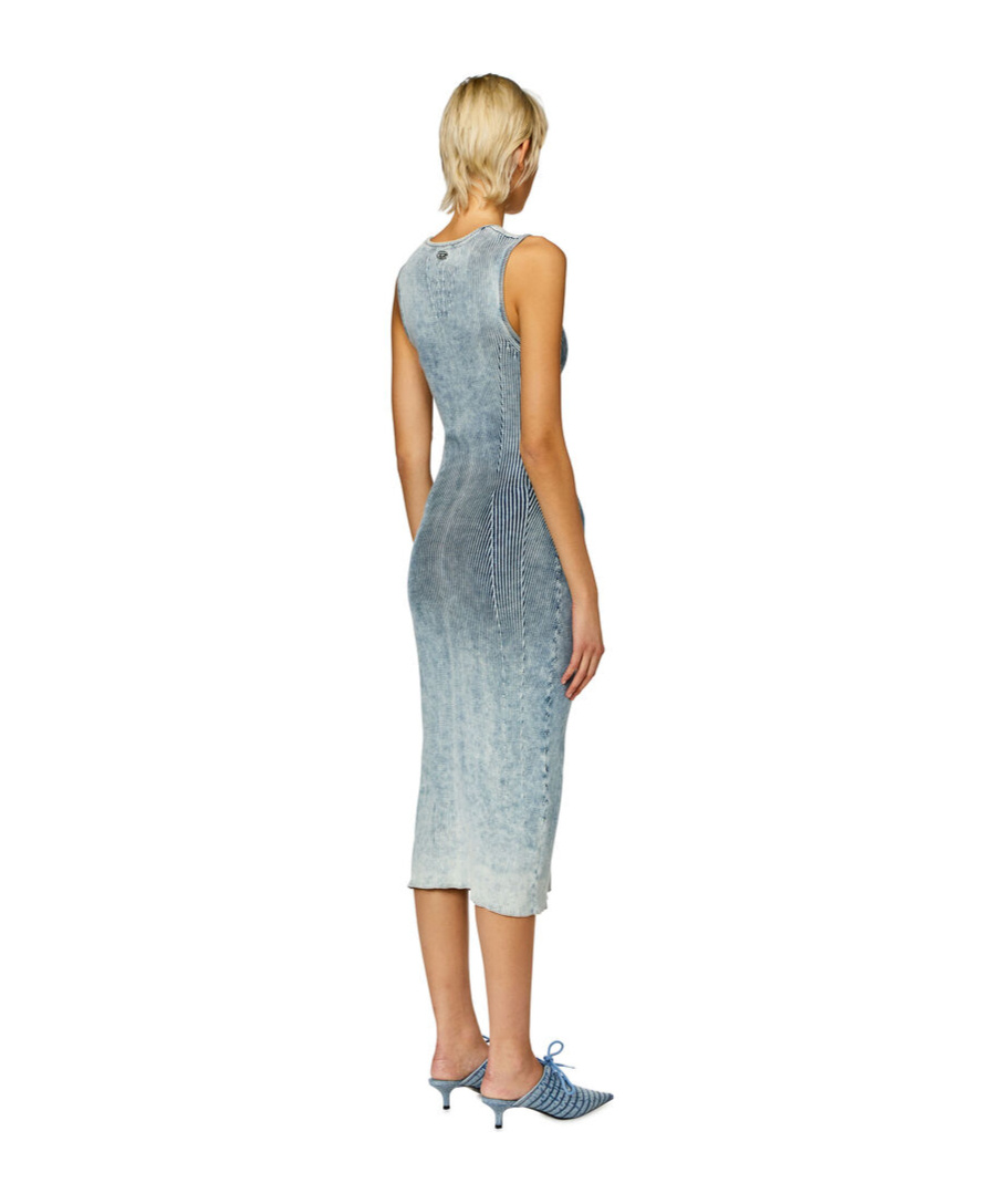 Diesel M-taryn Ribbed Midi Dress In Blue