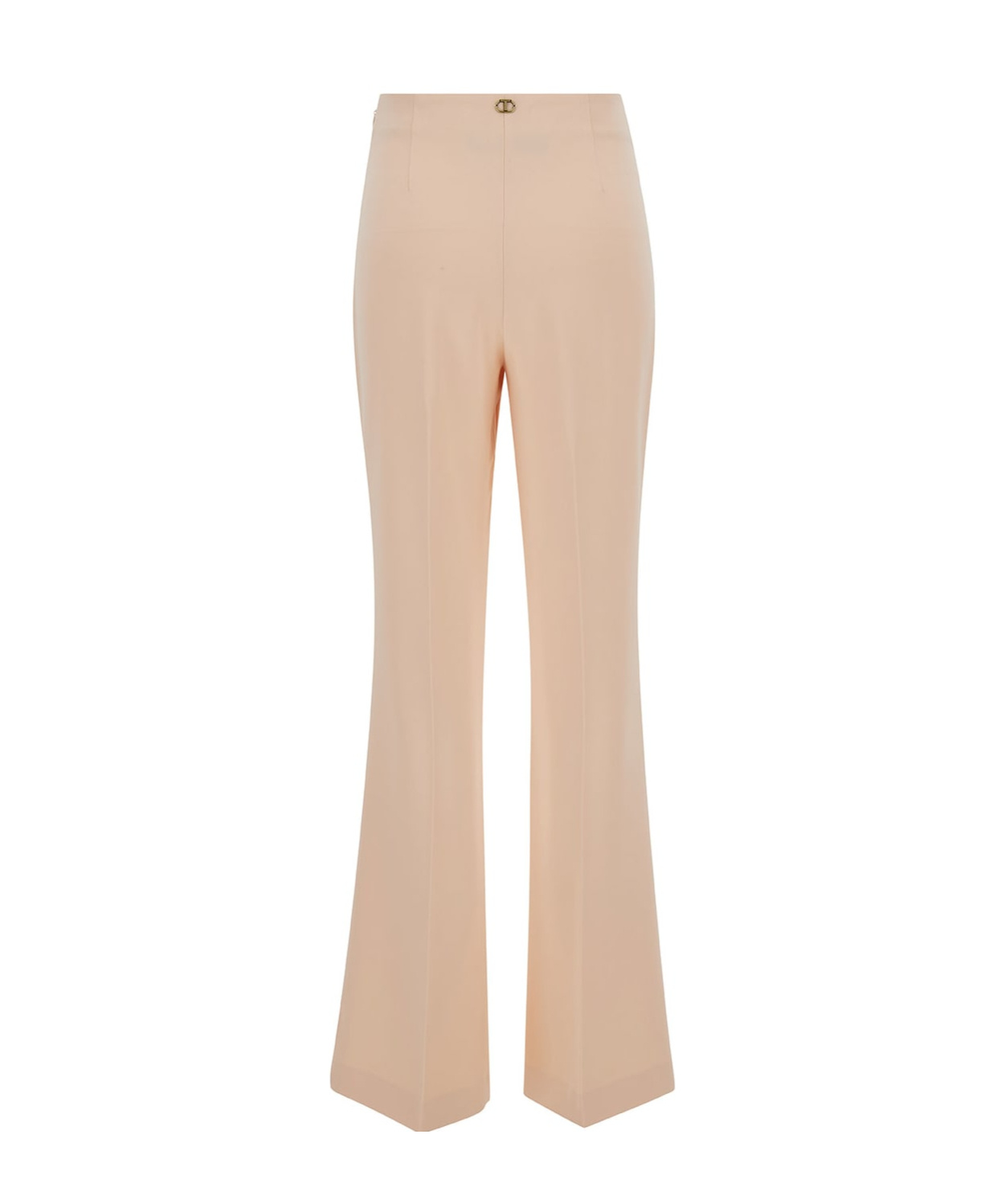 Twinset Pantaloni Svasati Con Placca Logo In Nude