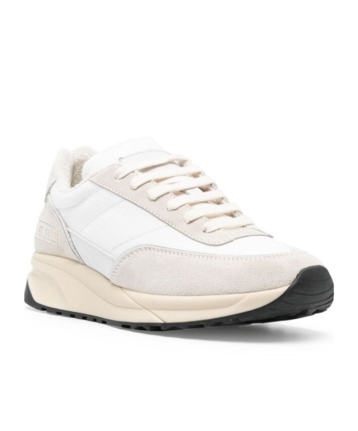 Common Projects Logo-print Leather Sneakers In White