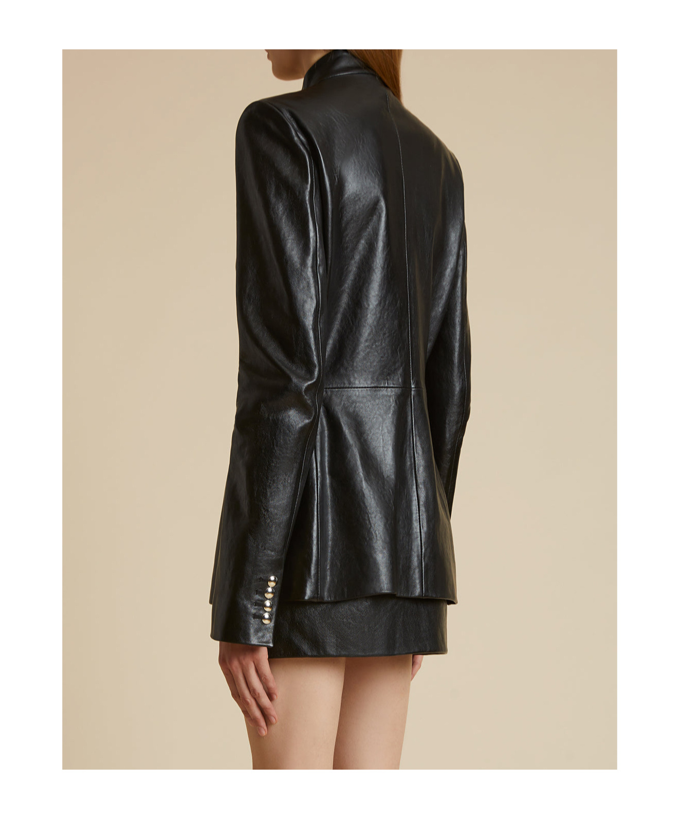 Khaite Standing Collar Leather Jacket In Black