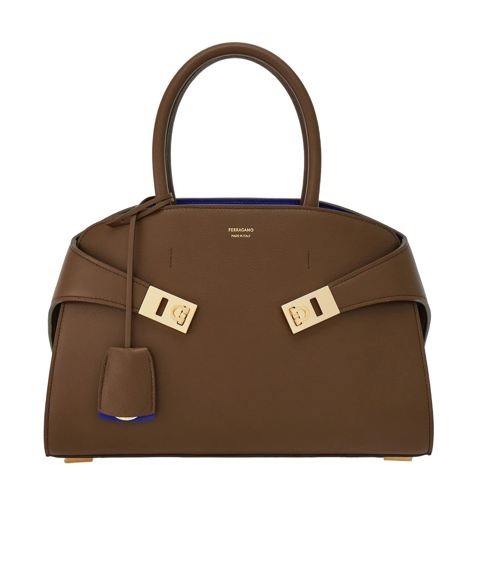 Ferragamo Borsa A Mano Hug Mini In Pelle Fango Donna In Brown