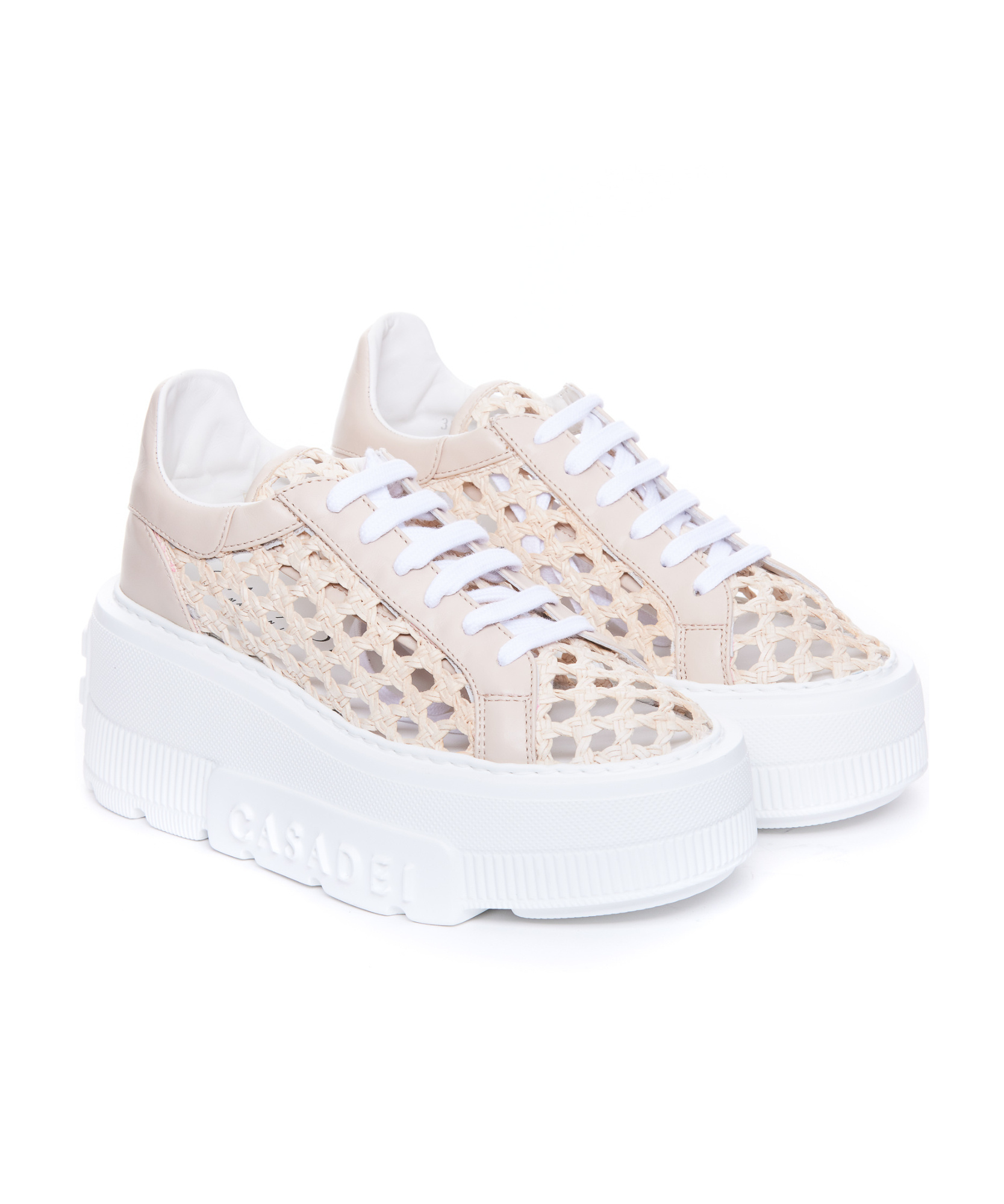 Casadei Round-head Platform Sneakers In White