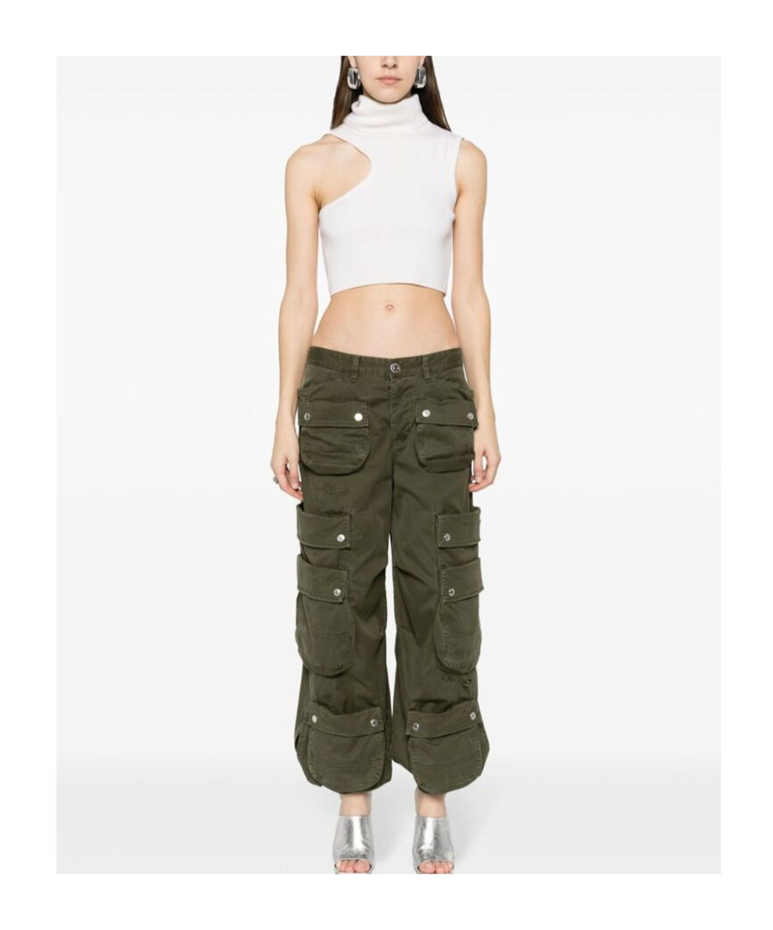 Dsquared2 Wide Leg Cargo Pants In Green