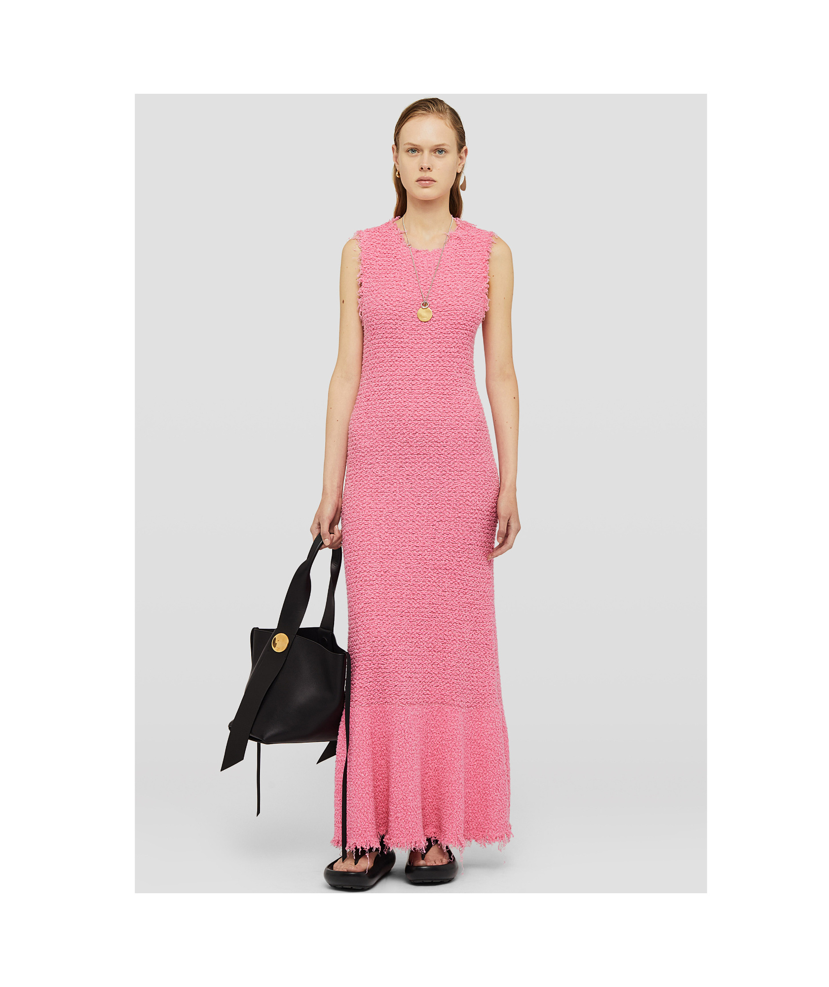 Jil Sander Embroidered Sleeveless Maxi Dress In Pink