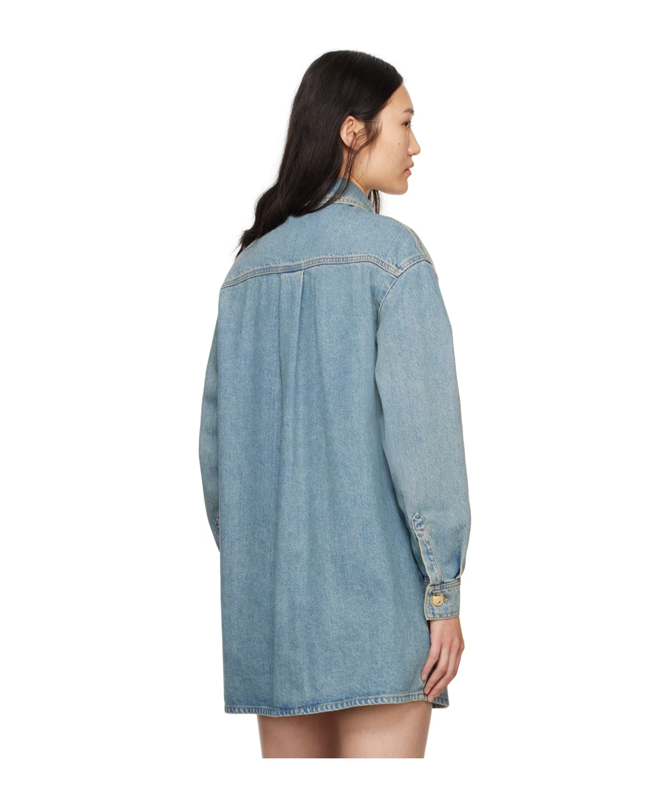 Moschino Blue Teddy Bear Denim Shirt In Blue