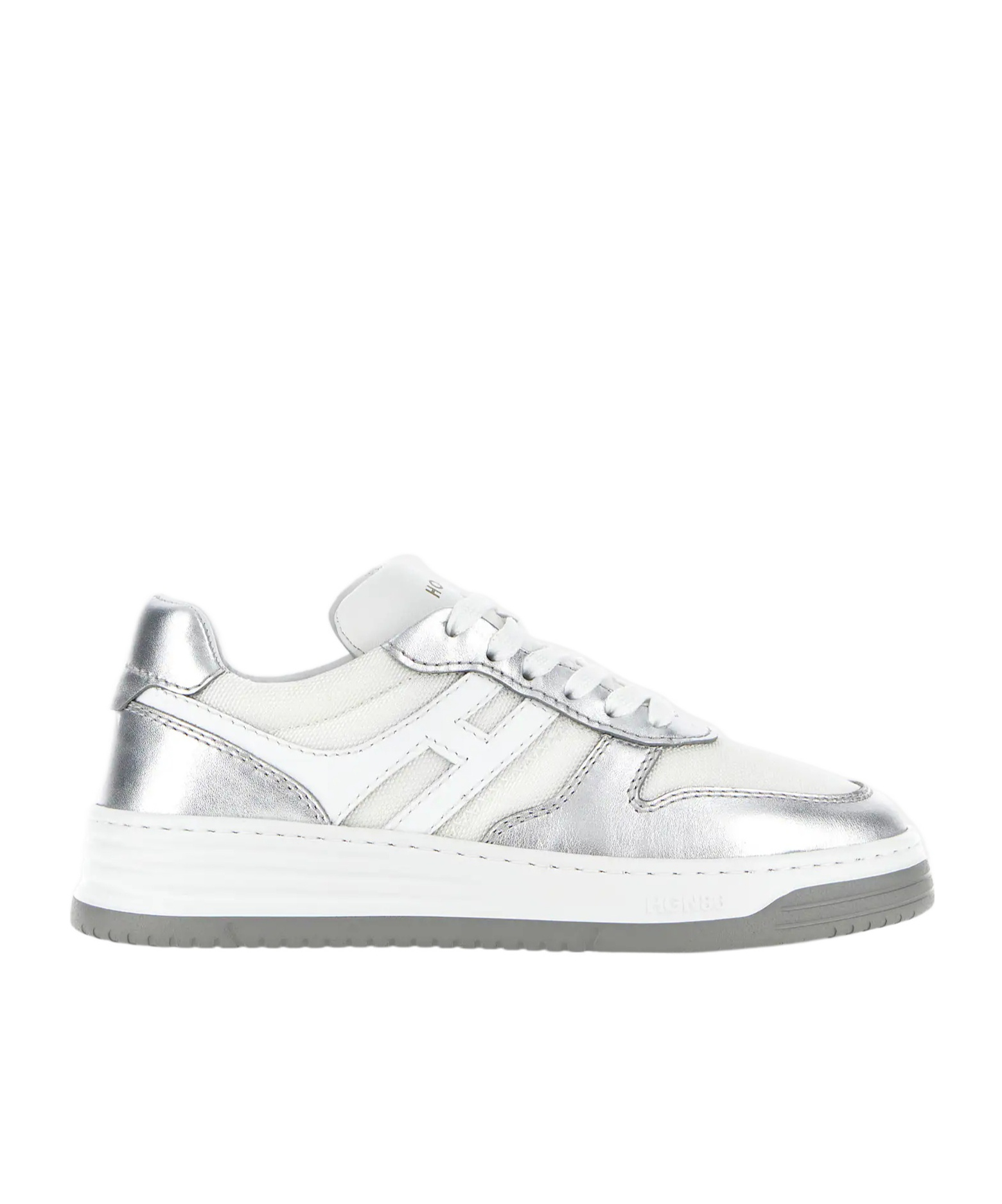Hogan 630 Metallic-panelled Sneakers In White
