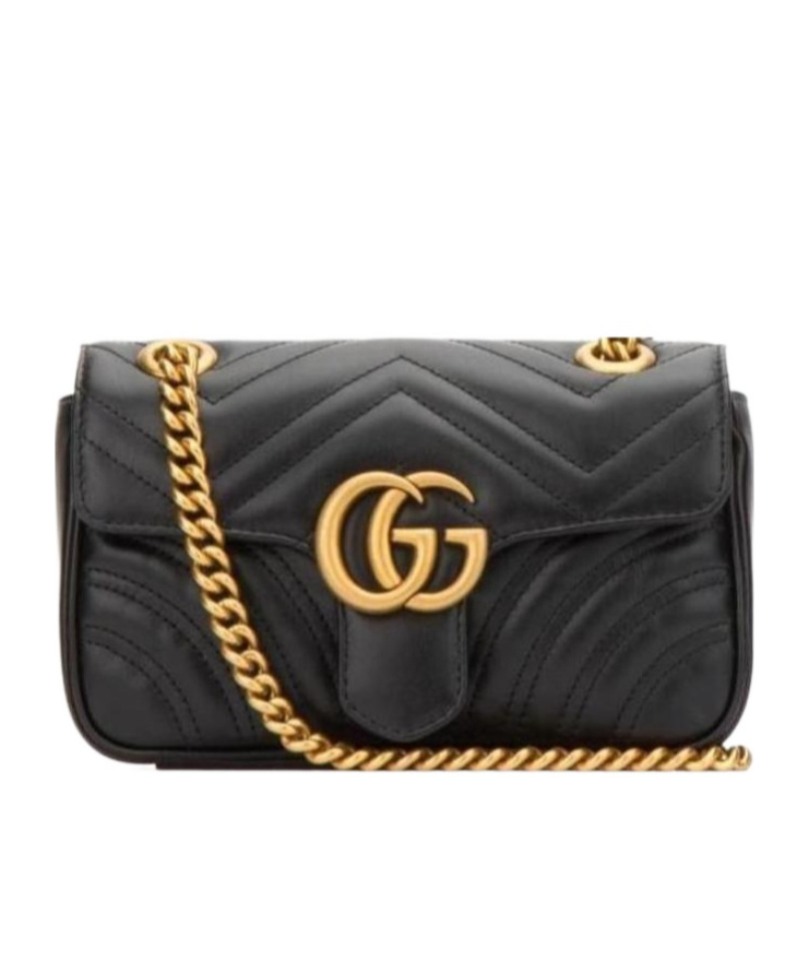 Gucci Mini Gg Marmont Quilted Leather Shoulder Bag In Black