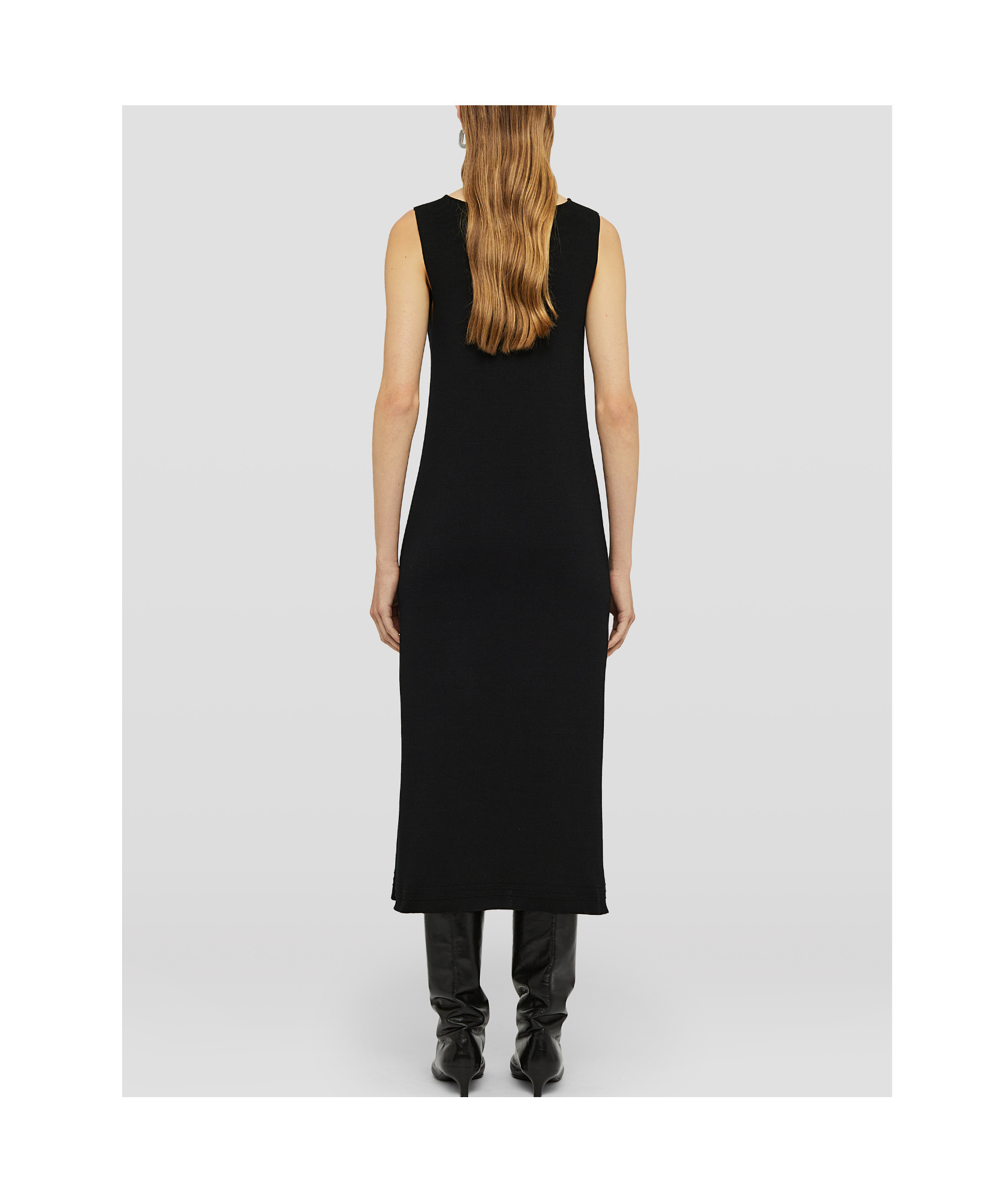 Jil Sander V-neck Knitted Midi Dress In Black