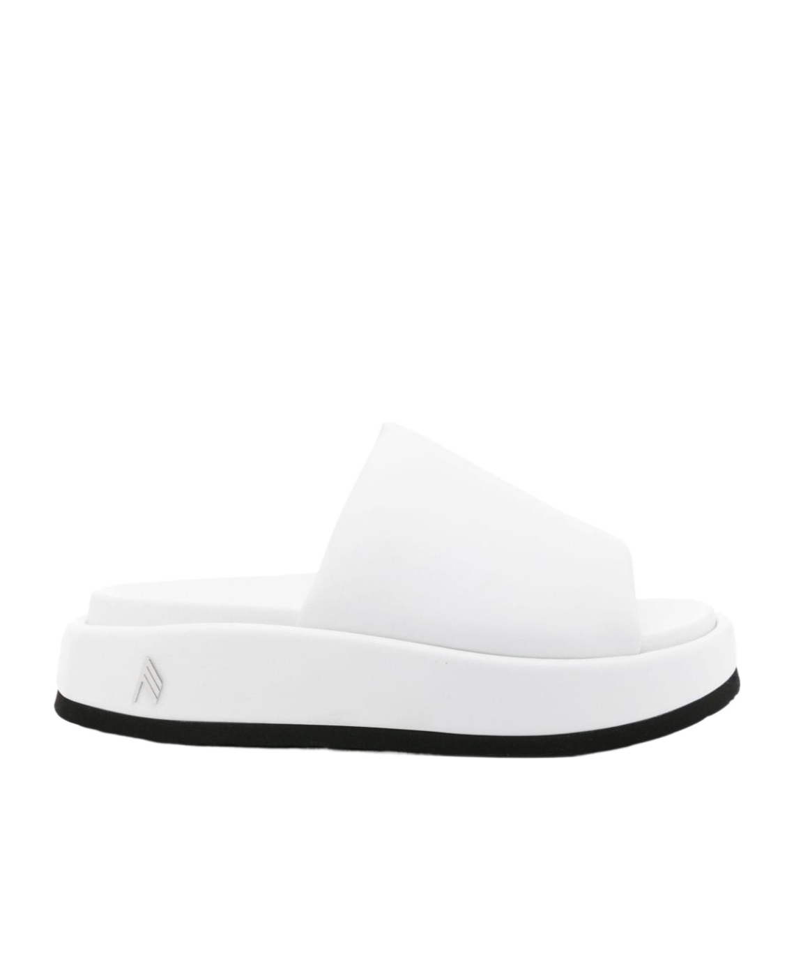 Attico Mia Leather Flatform Slides In White
