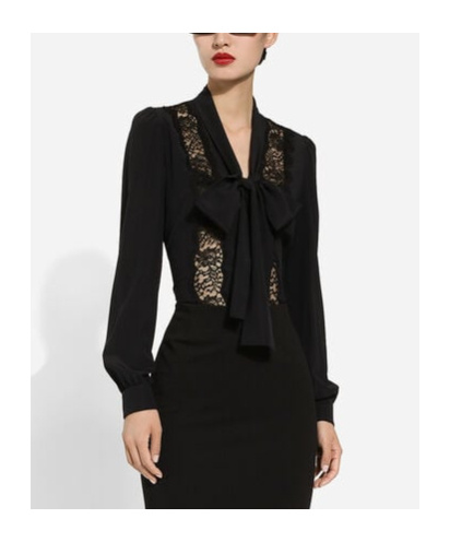Dolce & Gabbana Bow-detailed Satin Shirt In Black