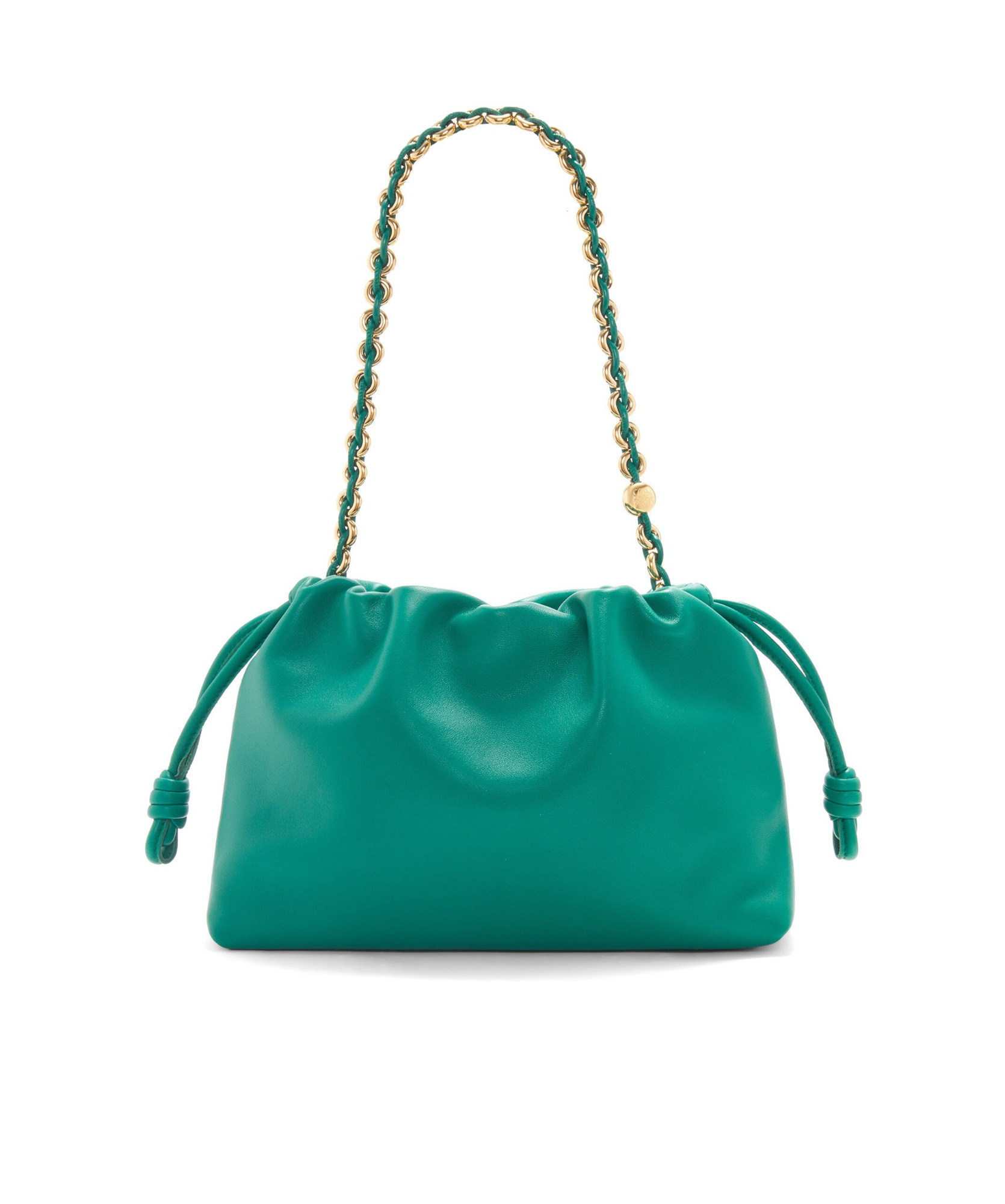 Loewe Flamenco Medium Pleated Shoulder Bag In Green