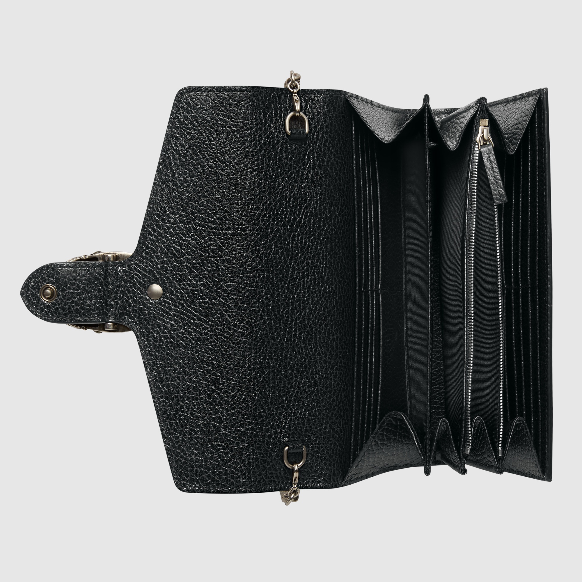 Gucci Dionysus Mini Leather Chain Wallet In Black