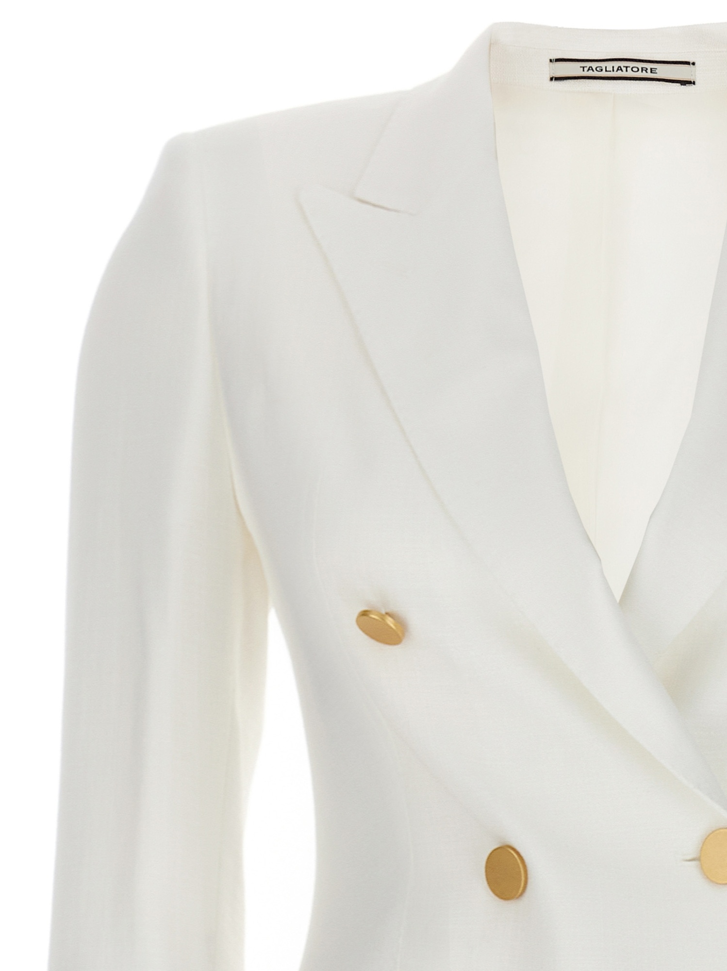 Tagliatore Lapel Long-sleeved Suit Coat In White