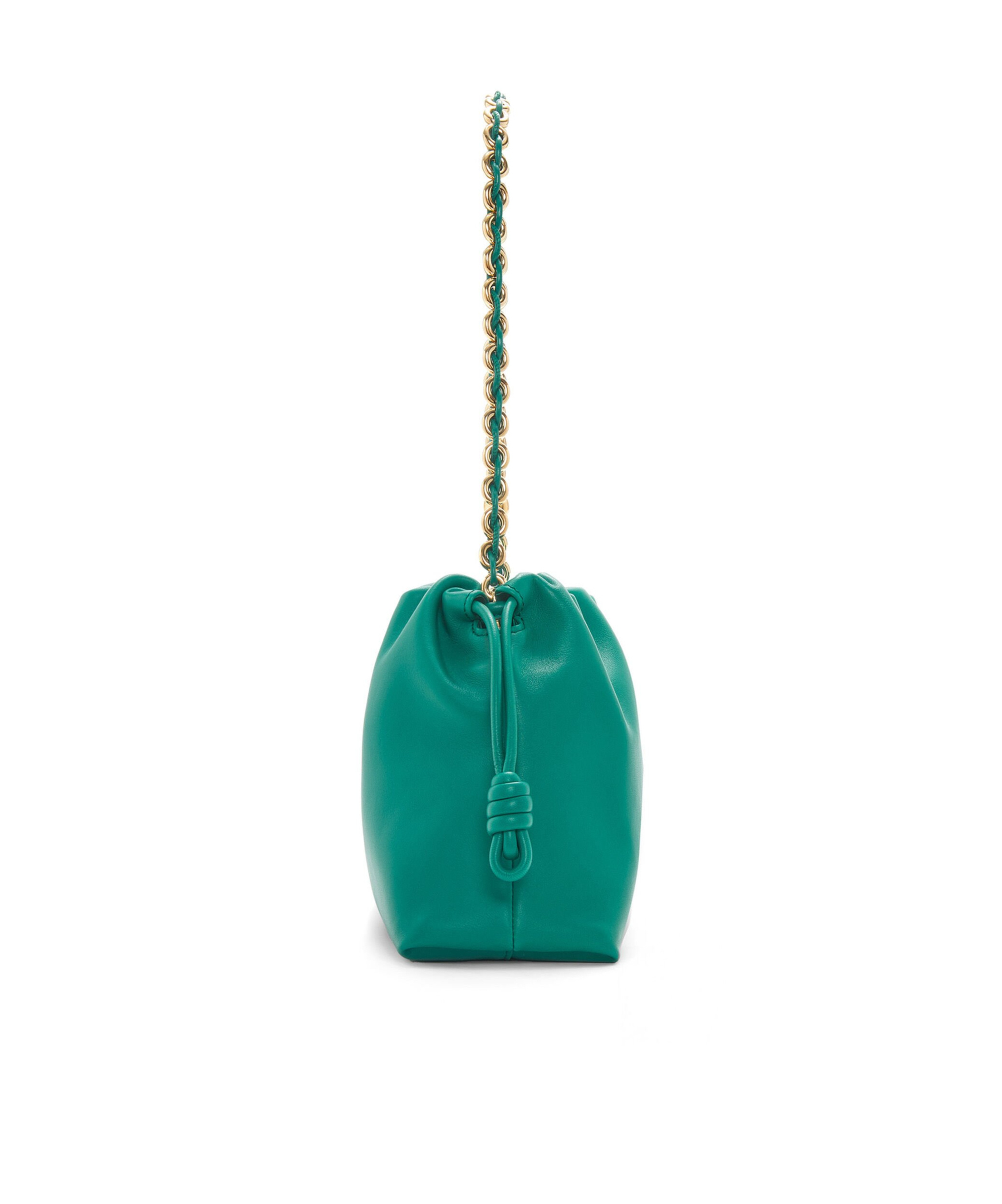 Loewe Flamenco Medium Pleated Shoulder Bag In Green