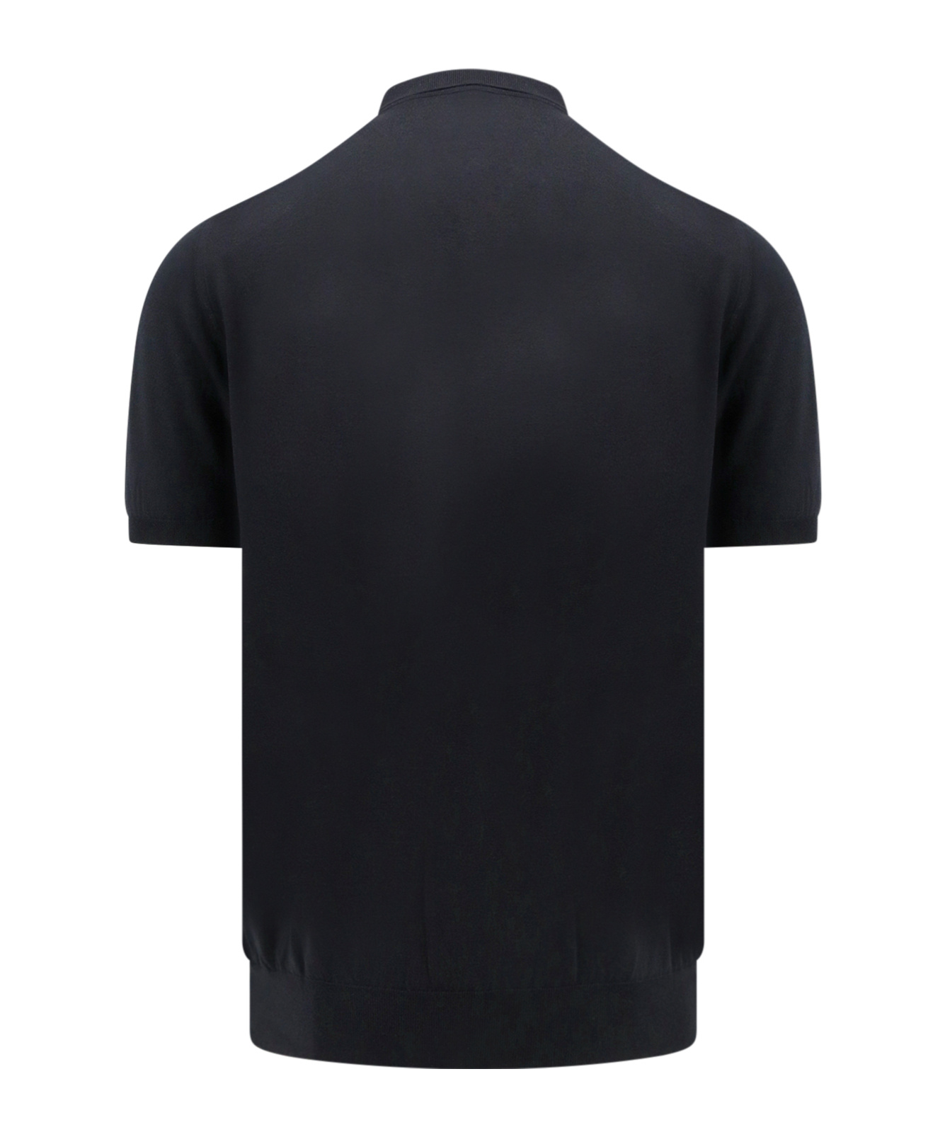 Shop Kiton Ribbed Cotton Polo Shirt In Black