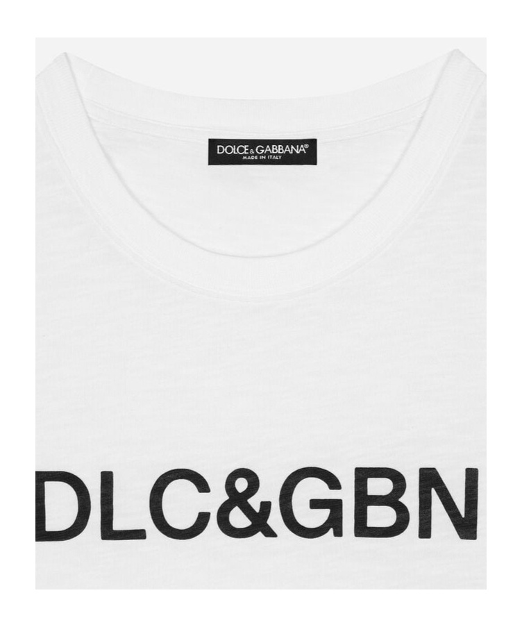 Dolce & Gabbana White Crewneck T-shirt With Contrasting Logo In White