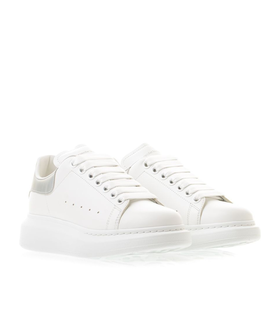 Alexander Mcqueen Oversized Hammered Leather Sneakers In White