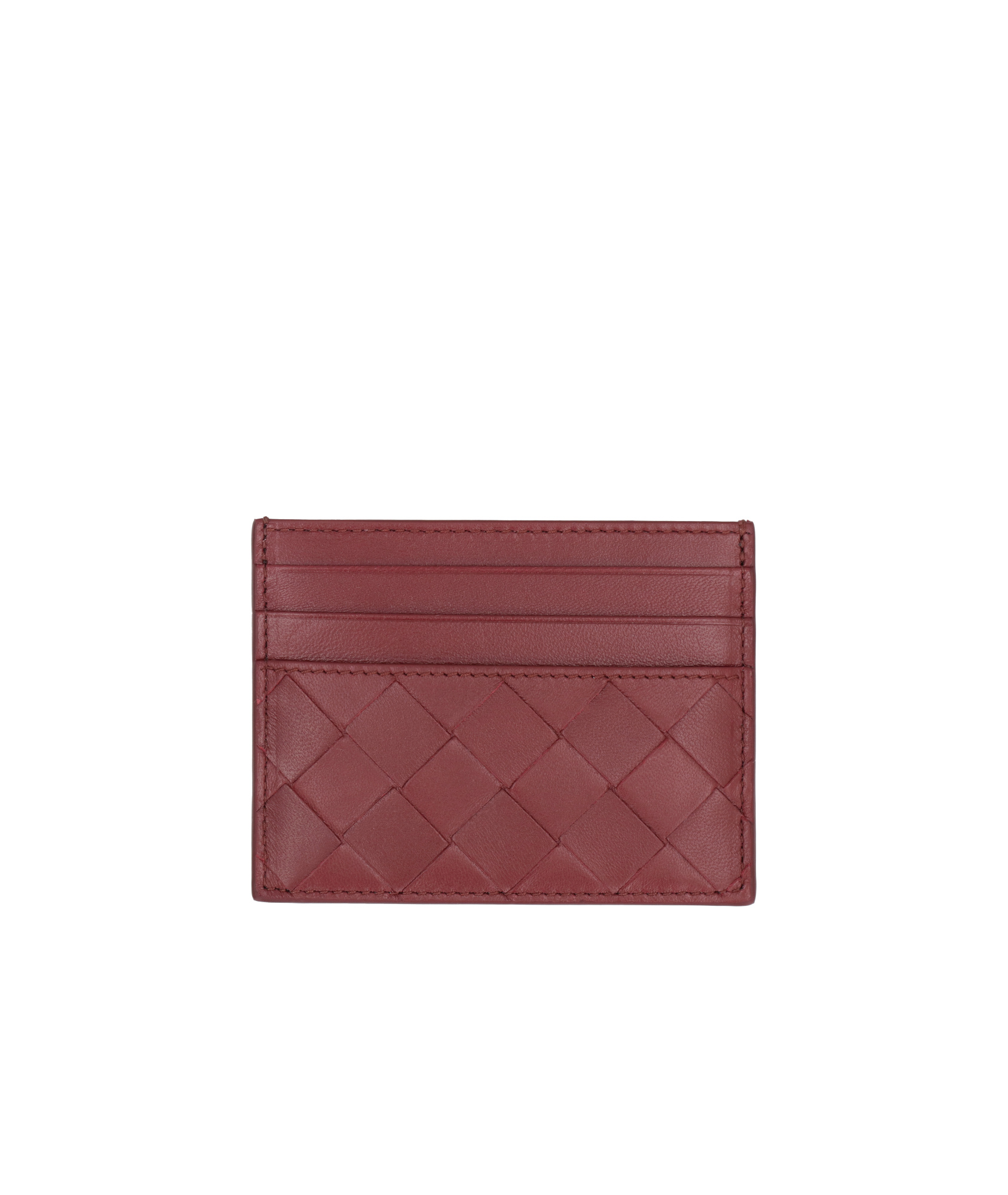 Bottega Veneta Intreccio Leather Cardholder In Red