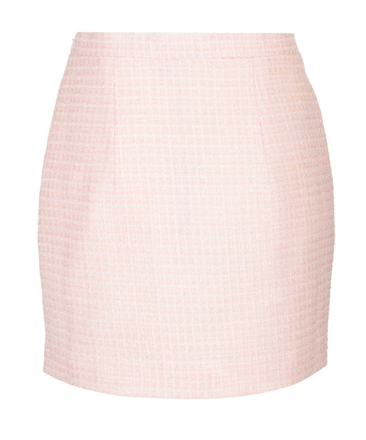 Alessandra Rich Checked Tweed Mini Skirt With Sequin Embellishment In Nude