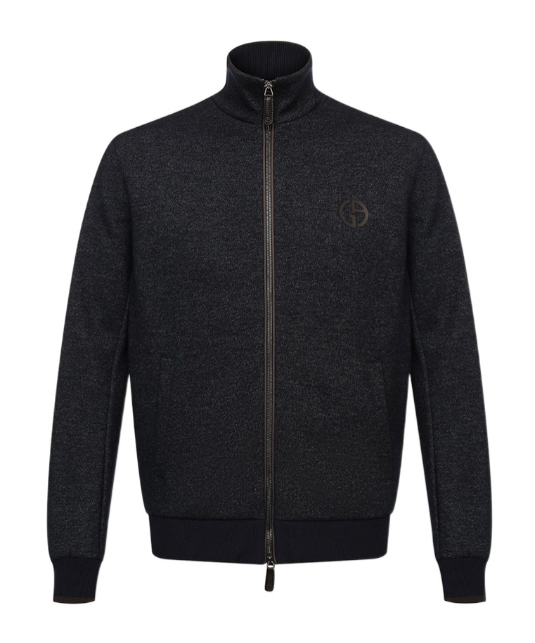 Giorgio Armani Vertical Collar Cardigan In Black