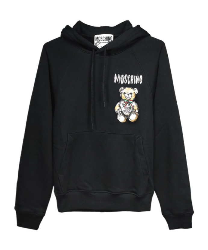 Moschino Logo Logo Hooded Sweater In Black