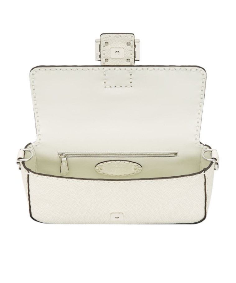 Shop Fendi Ice White Selleria Bag With 612 Hand-sewn Topstitches