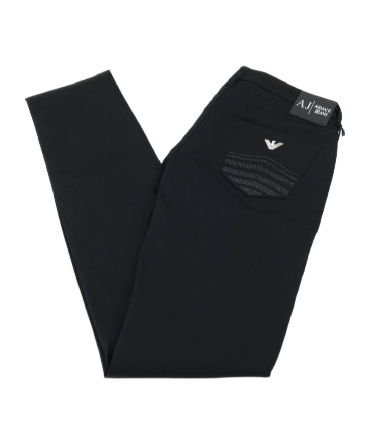 Shop Armani Jeans Logo Details Denim Trousers In Black